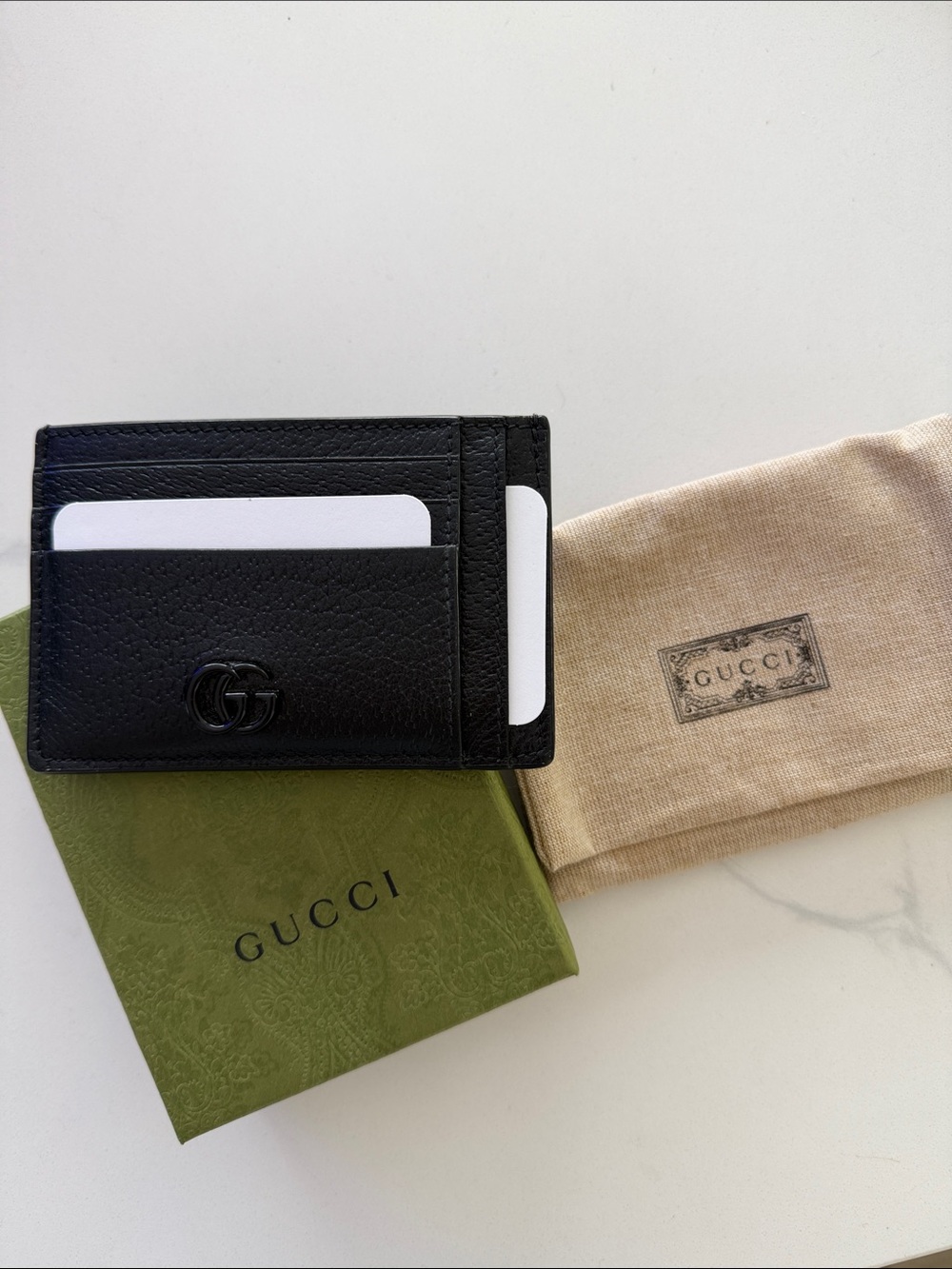 GUCCI Double G Leather Card Holder
